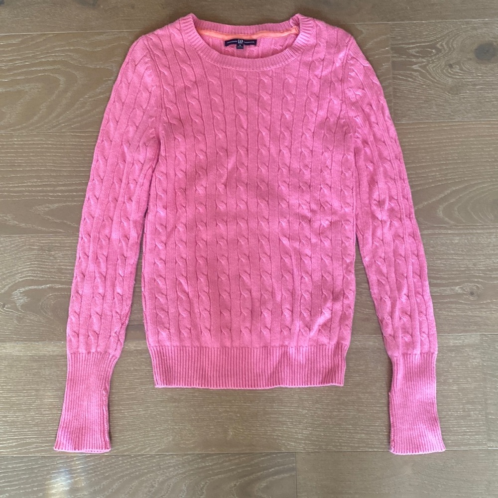 Pink cable sweater, size S